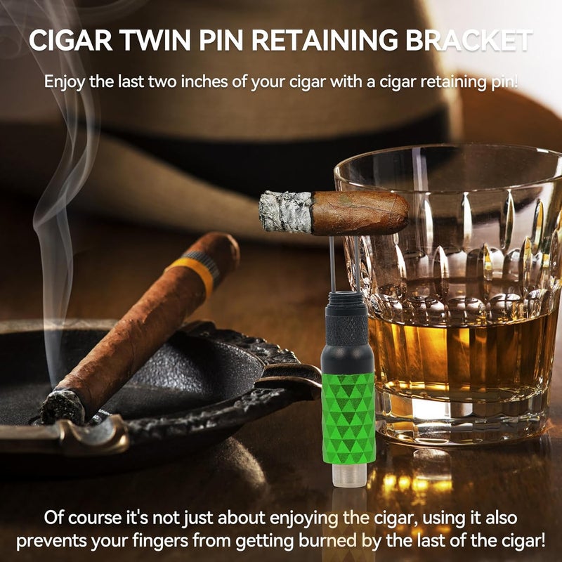 CaLeQi Cigar Punch Cigar Draw Enhancer and Cigar Nubber 4 in 1 The Cigar Punch for all Cigars is a Practical and Essential Cigar Accessories for Cigar Lovers Great Gift for a Man （Black Green） - Image 4
